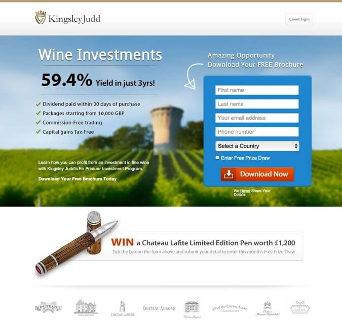Landing page example for getting leads with marketing automation