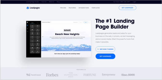 best landing pages