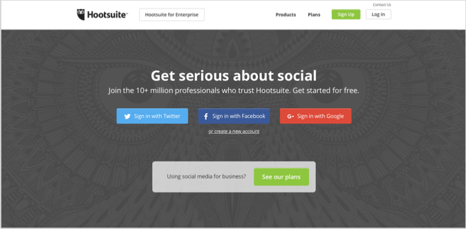 Hootsuite 1 landing page example