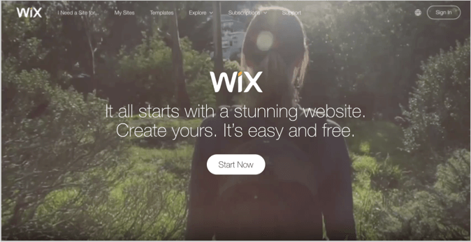 Wix 1 landing page example