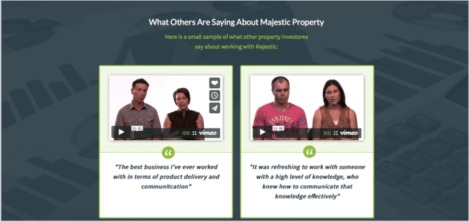 Majestic Property 4 landing page example