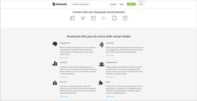 Hootsuite 2 landing page example