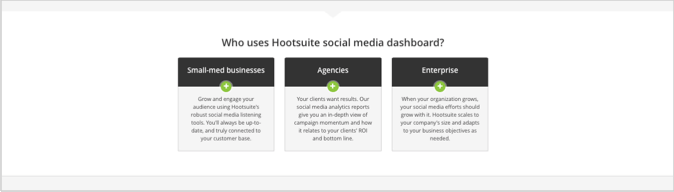 Hootsuite 3 landing page example