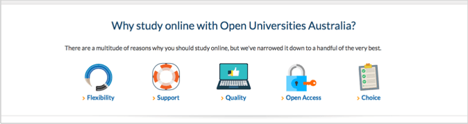 Open Universities 2 landing page example