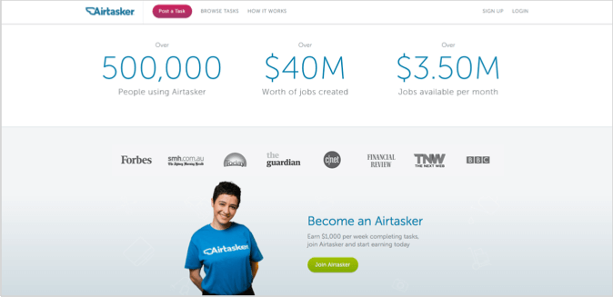 Airtasker 3 landing page example