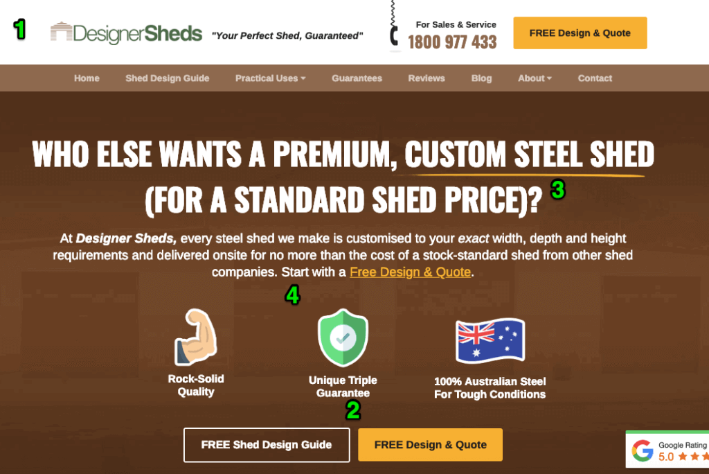 DesignerSheds Above The Fold Optimisation